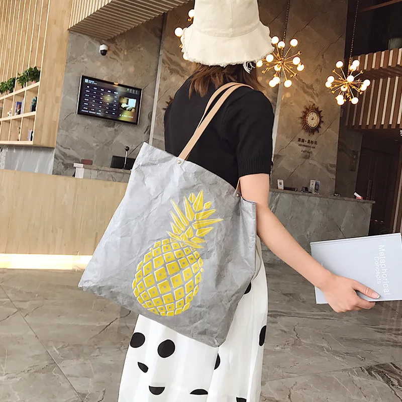 Сумка из крафт-бумаги DuPont, с кольцом, для покупок, складная сумка на плечо, женская сумка-мессенджер, Корейская промытая бумажная сумка от AliExpress WW