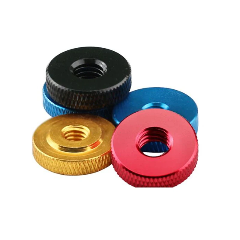 

2Pcs Single Layer Hand Thumb Screw Nut Knurled Aluminum Alloy Small Thin Step Nuts Oxidation Multicolor M3/4/5/6/8/10