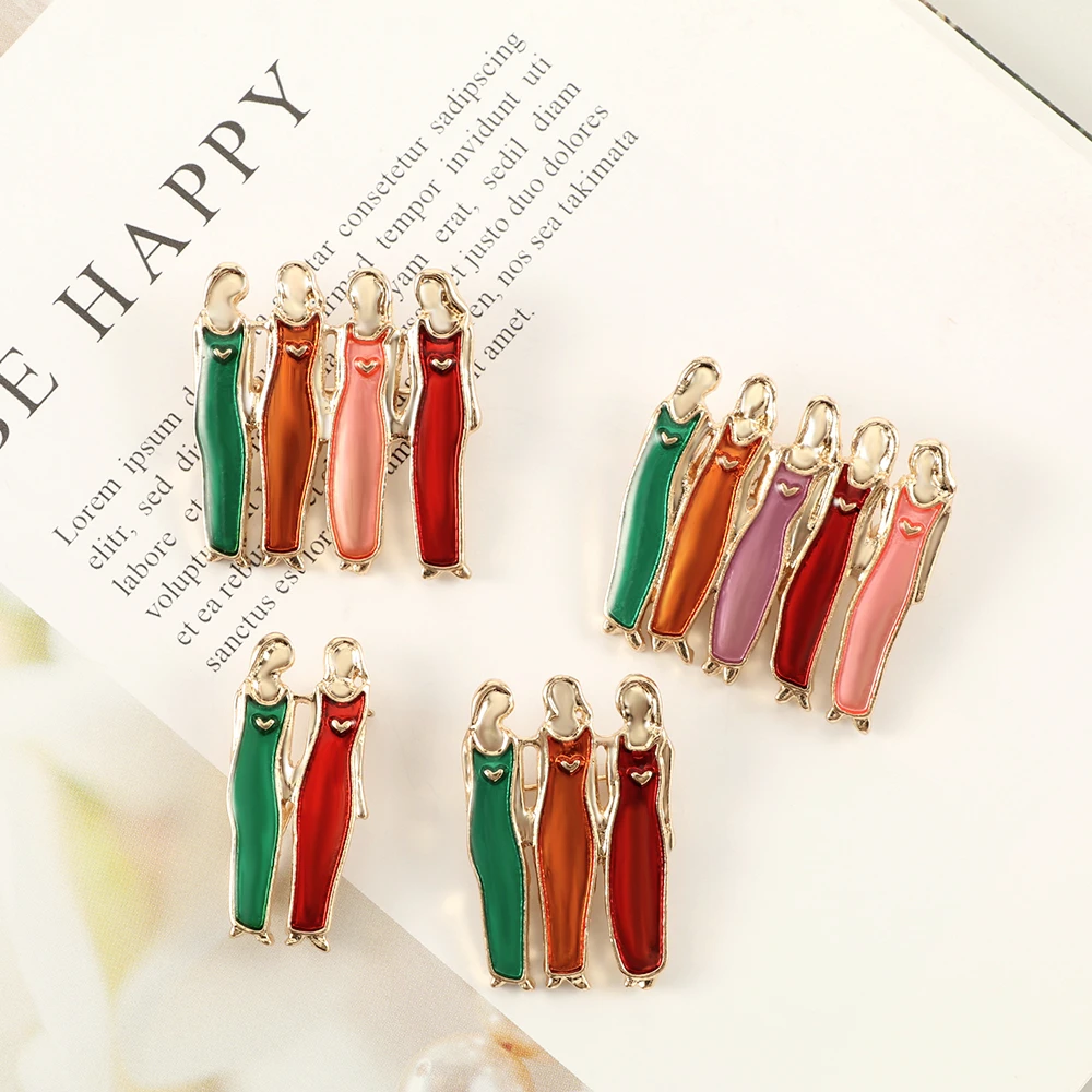 Эмалированная булавка с изображением сердца подруги и девушки винтажная Женская