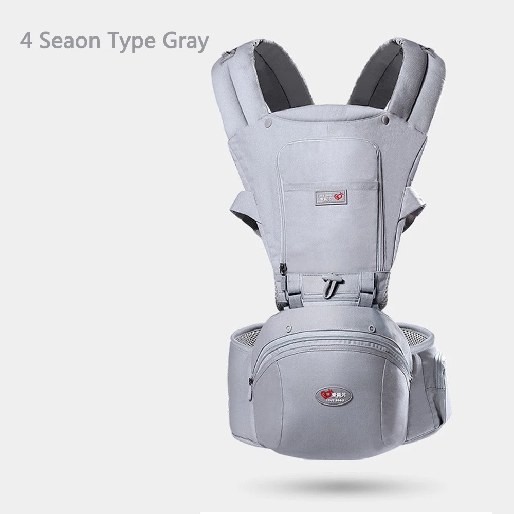 4 season gray Эргономичный рюкзак-кенгуру для новорожденных, рюкзак для новорожденных детей, на бретельках, с лицевой стороны, кенгуру, для путешествий для детей 0-36 месяцев - Цвет: 4 season gray