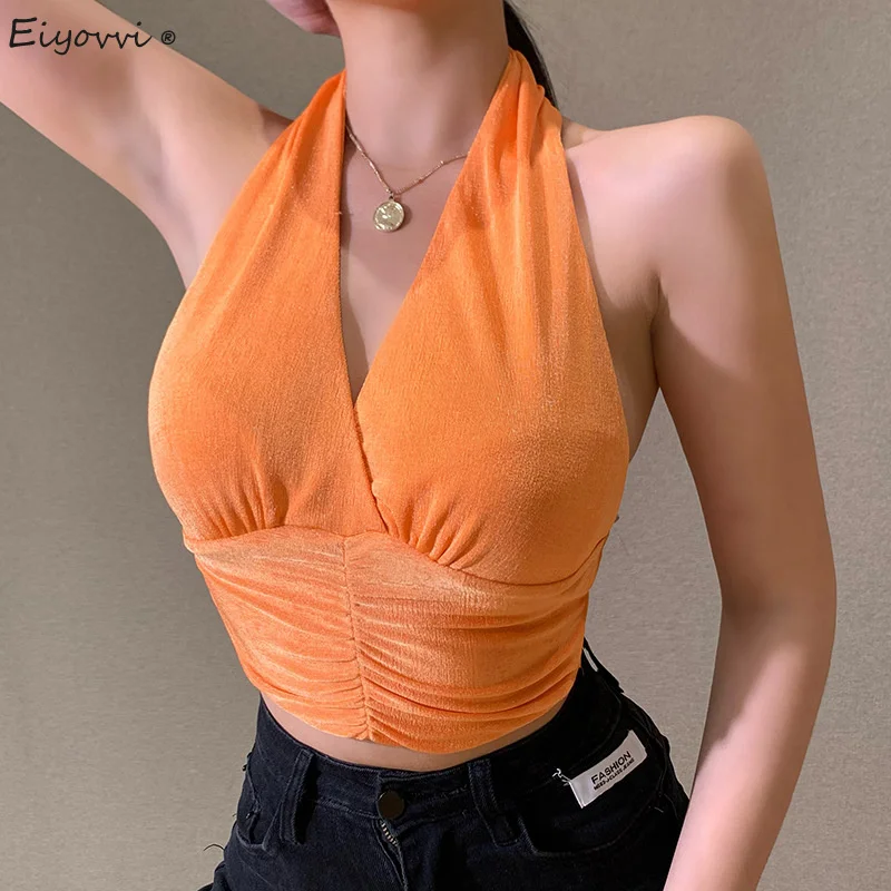 

2021 Camisole Womens Summer Sexy Bandage Solid Casual Backless Off Shoulder Short Tank Shirt Beach Slim Vest Tank Camisole Tops
