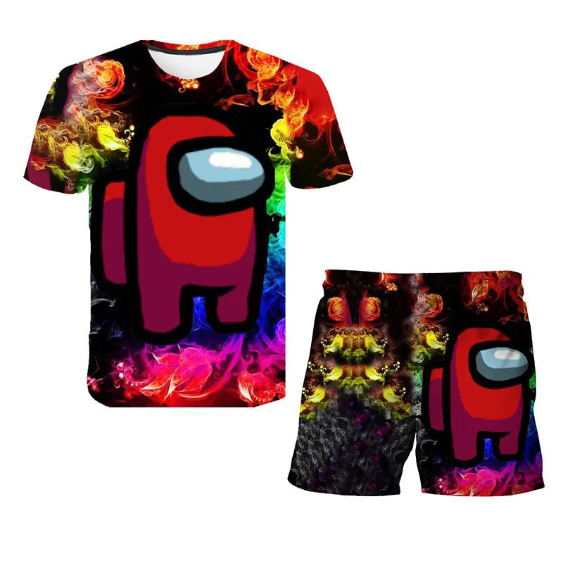 

3D printed cartoon game among us fun funny patterns summer children boys and girls sports casual set