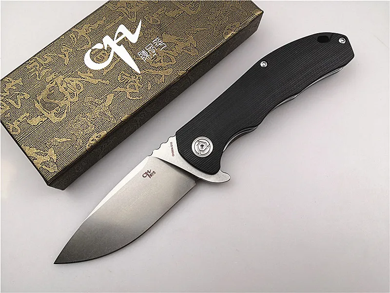 Складной карманный нож CH 3504-G10 Флиппер D2 лезвие G10 Ручка шарикоподшипник Утилита открытый кемпинг тактический нож EDC инструмент - Цвет: black