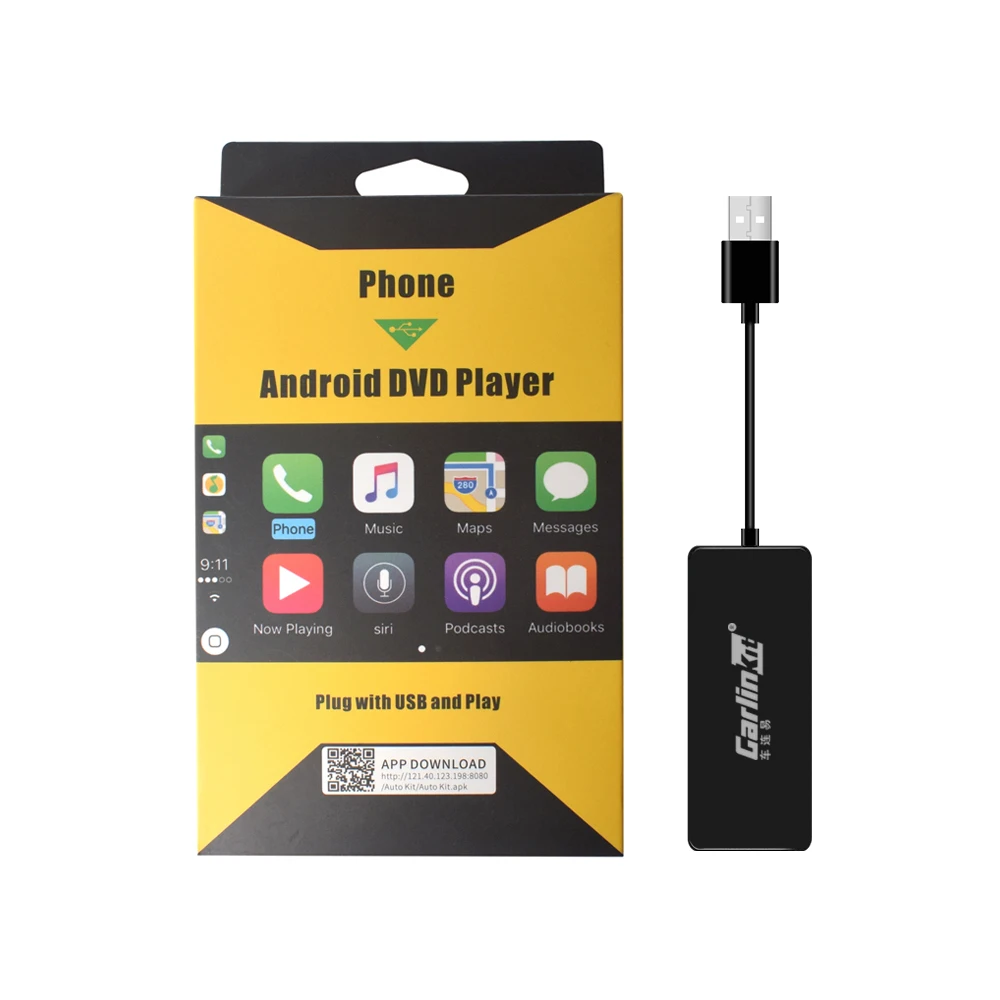 

Carlinkit USB CarPlay Dongle/Android Auto for Android Car Android Multimedia Player iPhone Android phone Wired Autokit Black