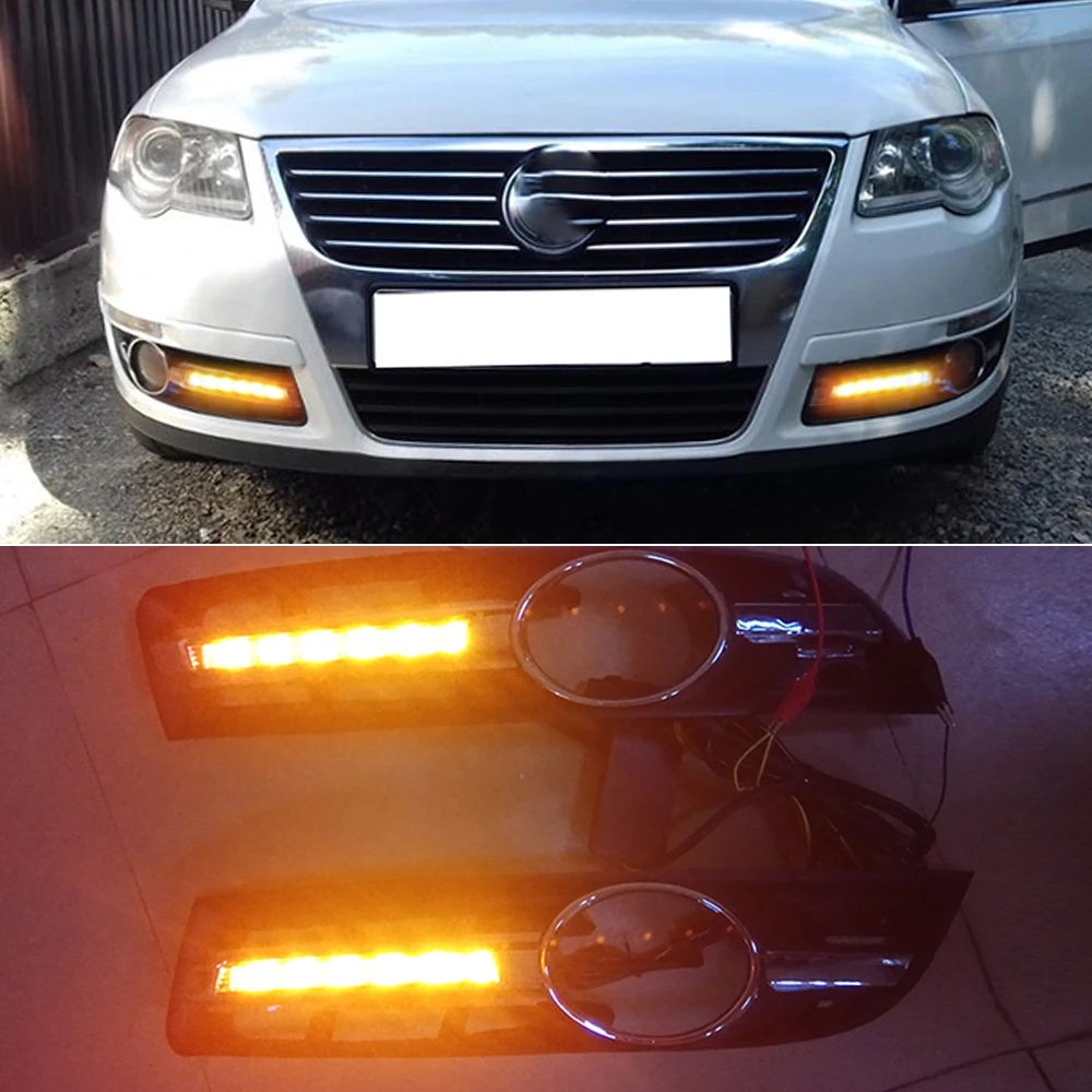 CSCSNL 1Pair Car Fog Lights For Volkswagen VW Passat B6 2005 2006 2007 2008 2009 2010 2011 LED DRL Daytime Running Light - купить по