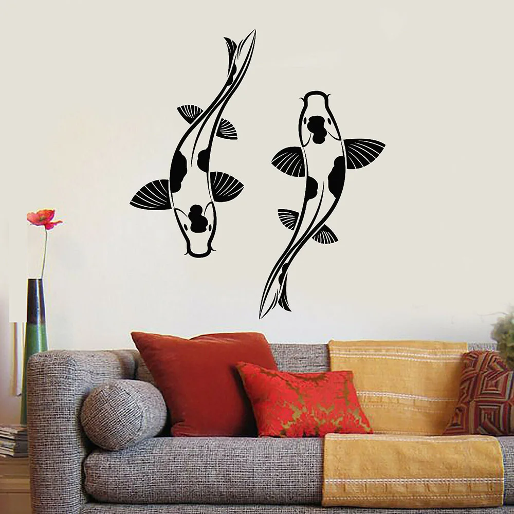 Наклейки на стену Koi в виде карпа рыбы пары азиатском стиле для рыбалки хобби