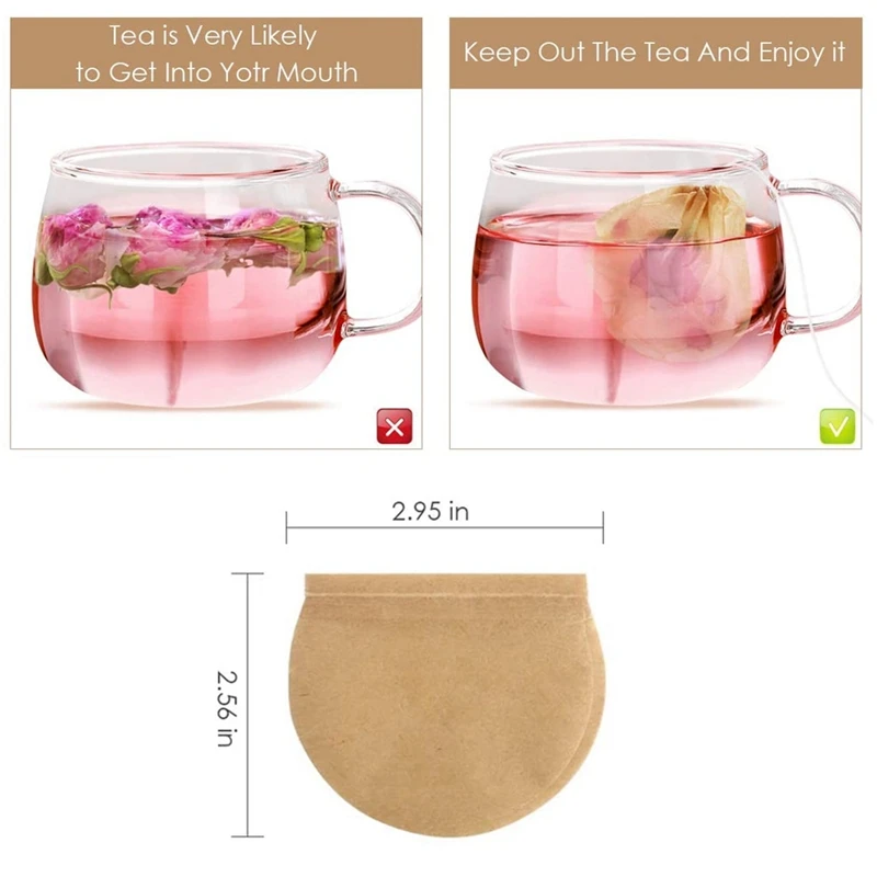 

300PCS Tea Filter Bags, Disposable Tea Filter Bags Paper Tea Infuser Drawstring Empty Tea Bags for Loose Tea and Coffee