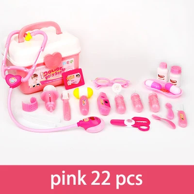pink 22pcs Детское моделирование чемодана стетоскоп медицинское устройство ролевые игры Доктор игрушка портативный медицинский шкаф обучающая игра малыш - Цвет: pink 22pcs
