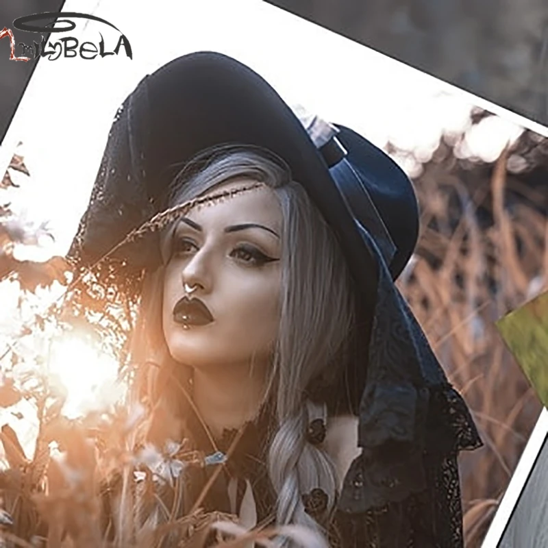 Imily Bela винтажная черная шерстяная шляпа женская элегантная кружевная Съемная с