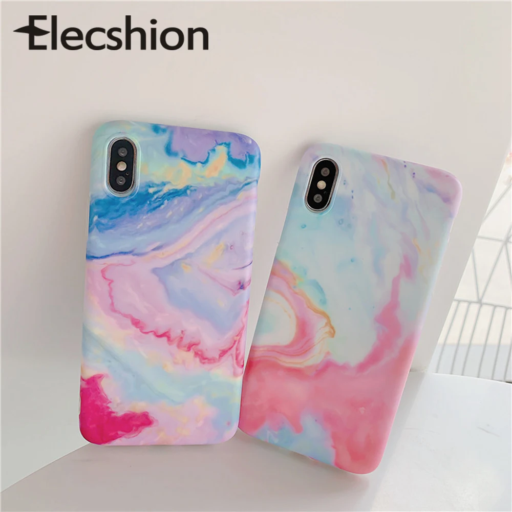 Мраморный чехол ярких цветов для телефона iPhone 7 8 Plus XR X 6s 6 XS Max роскошные Матовые