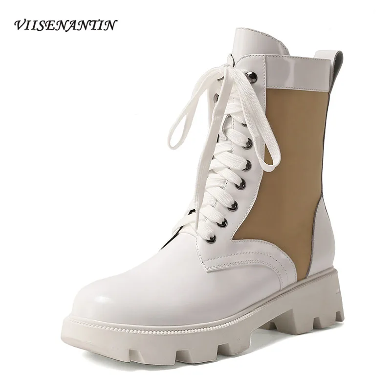 

Осенне-зимние Новые короткие сапоги на платформе в британском стиле женские модные сапоги кожаные сапоги на платформе В рыцарском стиле