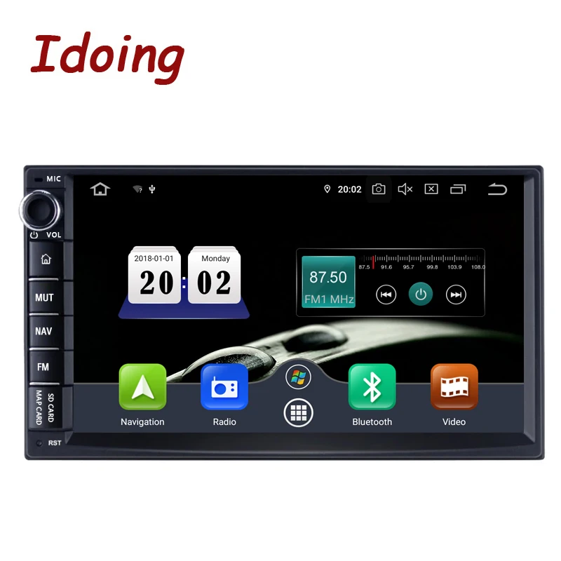 Автомобильный мультимедийный плеер Idoing 7 дюймов 2 Din Android 9 0 радио PX5 4 Гб + 64 ГБ