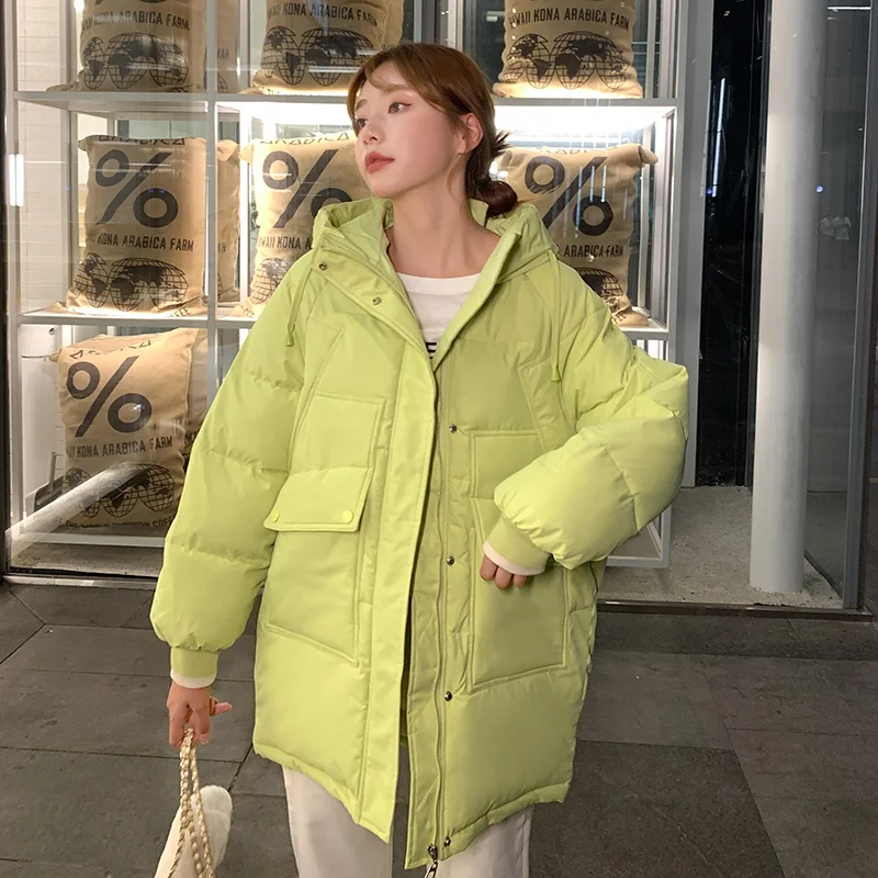 

ISENMAL S-XL Winter Women Coat Fashion Girls OverCoat Casual Zipper Student Parkas Solid Autumn Female Cotton Padded Jacket