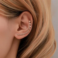 1pc fashion silvery gold color star shape long earcuffs bohemian crystal clip on ear cuff for women earring clips jewelry