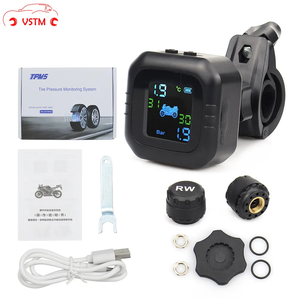 Беспроводной TPMS 2 Внешний датчик ЖК-дисплей Система контроля давления в шинах мотоцикла монитор в реальном времени Аномальная сигнализация мото шина инструмент PSI