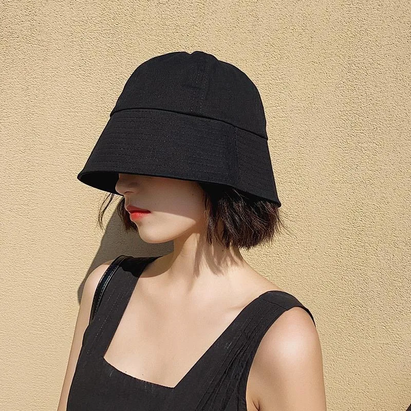 

Fashion Women Solid Color Flat Cotton Fisherman Sun Hat Bucket Cap High Quality Sombreros De Mujer Chapeu Bucket Hats Gorras