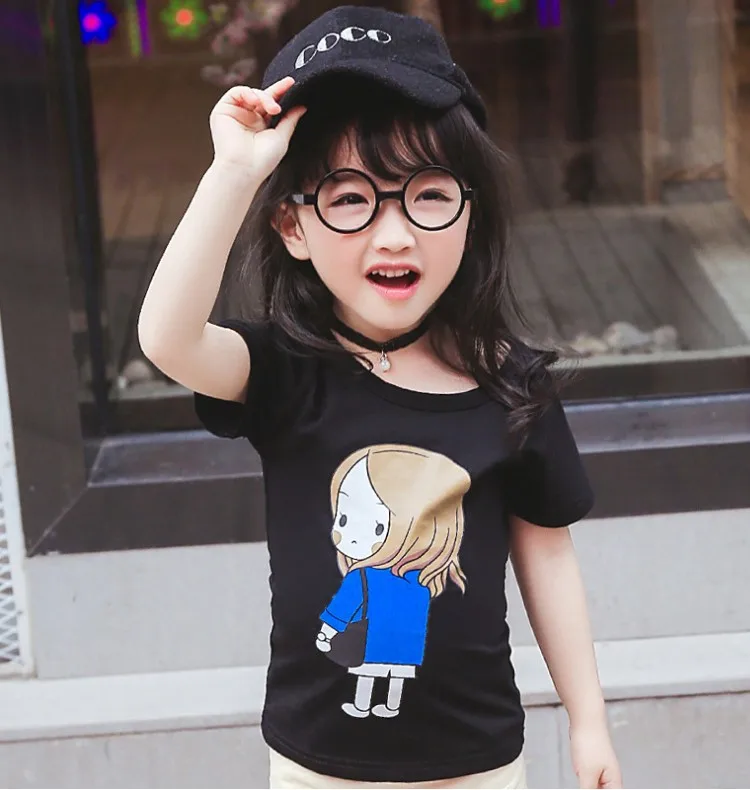 Kid Boy Girl T-shirt Tops Baby Cotton Short Sleeve Shirt Children Black Tee clothes Summer Outfit | Мать и ребенок