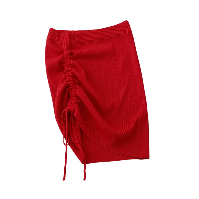 

Летняя винтажная юбка XUXI 2021 с высокой талией, Женская облегающая и тонкая короткая юбка выше колена, боковая кулиска, E2138