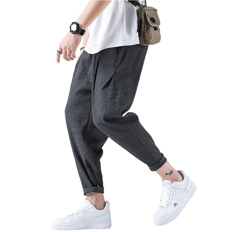 

Брюки мужские из ледяного шелка, тонкие свободные универсальные повседневные штаны в Корейском стиле, спортивные Стрейчевые штаны, большие...