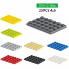 Конструктор сделай сам, тонкие фигурки, кирпичи, 20 шт., 4x6 точек, развивающий креативный размер, совместим с другими брендами игрушек для детей