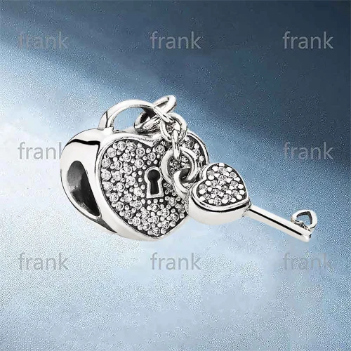 

791429CZ Padlock pave silver charm with cubic zirconia