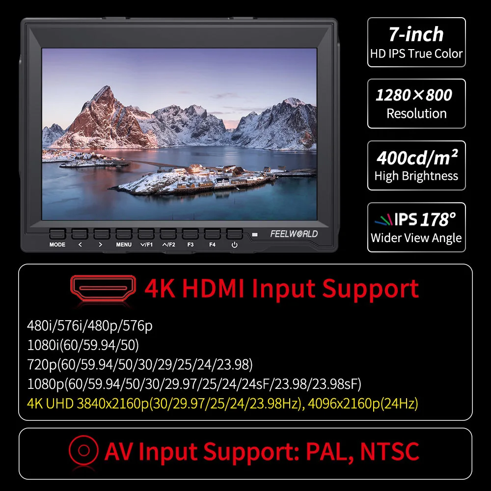 Kup 7 Cal Monitor Polowy 4K Kamera HDMI DSLR LCD IPS HD 1280x800 Pomoc Wideo Zewnętrzna Dla Nikon Sony Canon Aparat Gimbal FW759