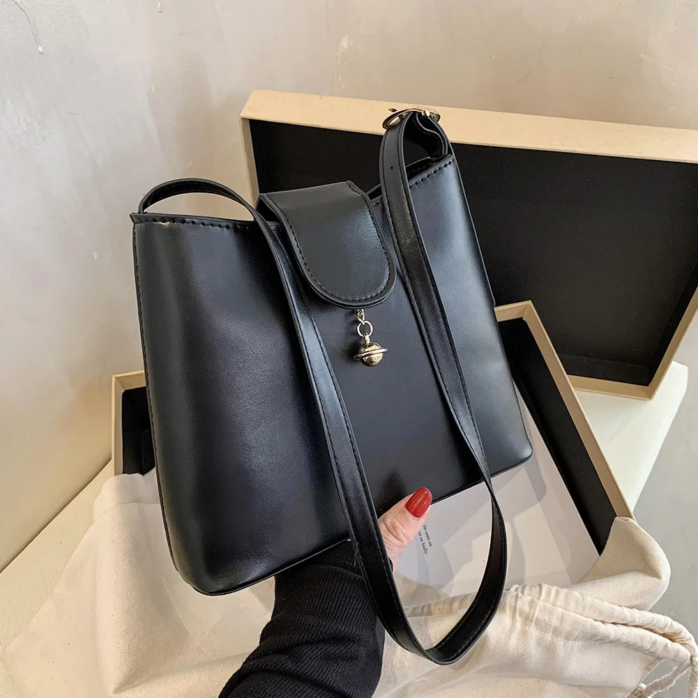 

Designer Women PU Leather Pure Color Crossbody Shoulder Messenger Bag Ladies Vintage Zipper Bucket Bags