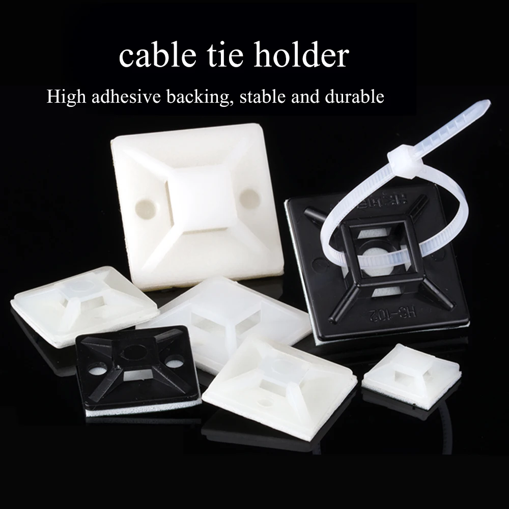 

50 PcsNylon Cable Tie Fixing Seat with Glue Self-adhesive Suction Cup Positioning Piece Wire Storage Buckle Cable Organizer HS
