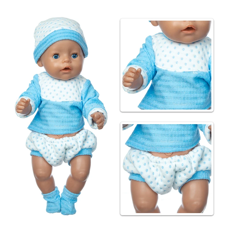 

Подходит для новорожденных кукол 18 дюймов 43 см аксессуары для одежды Синяя розовая шляпа свитер костюм для малышей подарок на день рождения