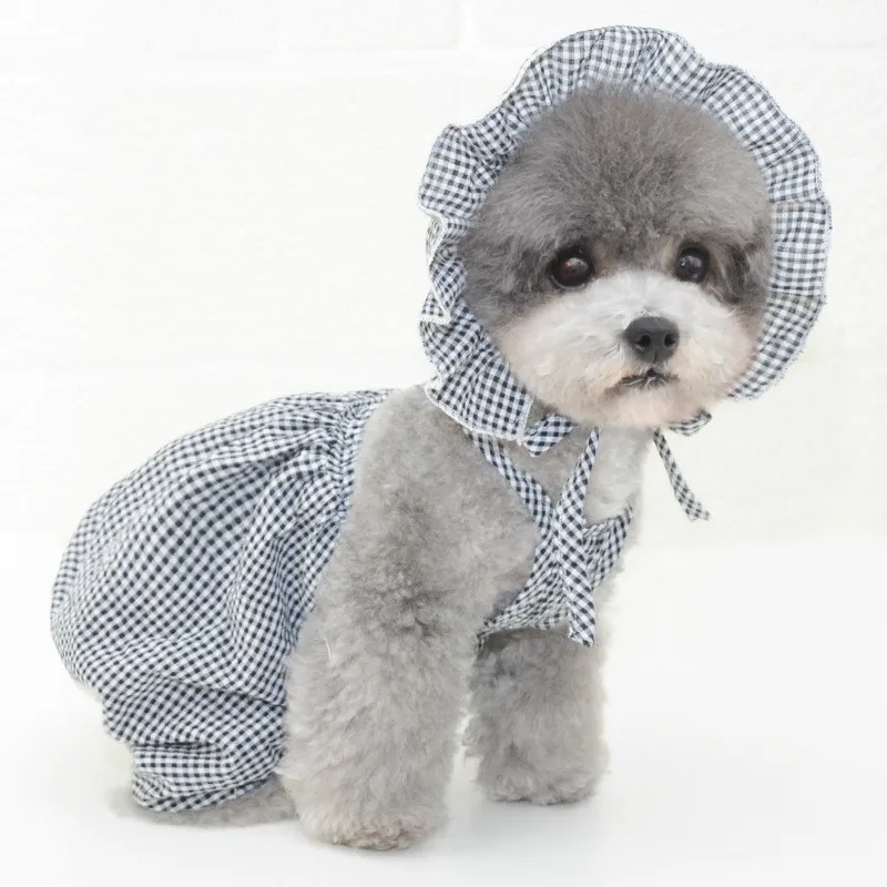 Клетчатое платье для собак одежда без шапки платья пачки костюмы щенков и