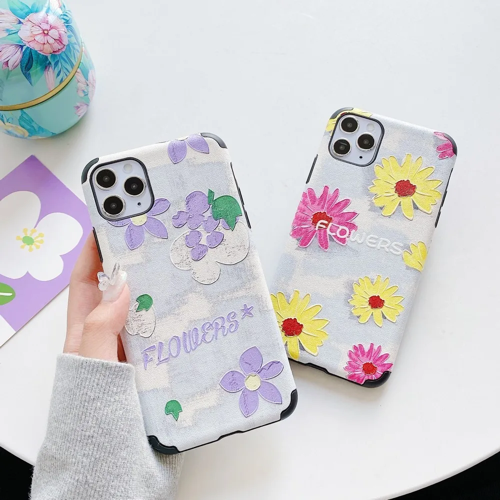 

Stylish embossed flower phone shell for iPhone SE 2020 11 Pro X XS Max XR 7 8 Plus anti-drop new popular promotion