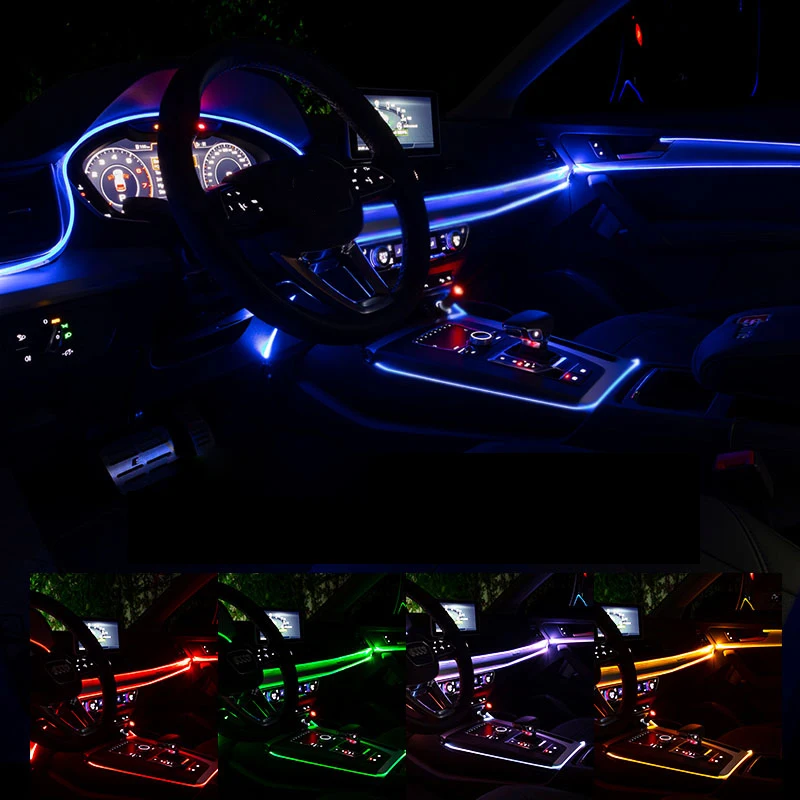 Светодиодная лента для салона автомобиля гибкая неоновая декоративная лампа