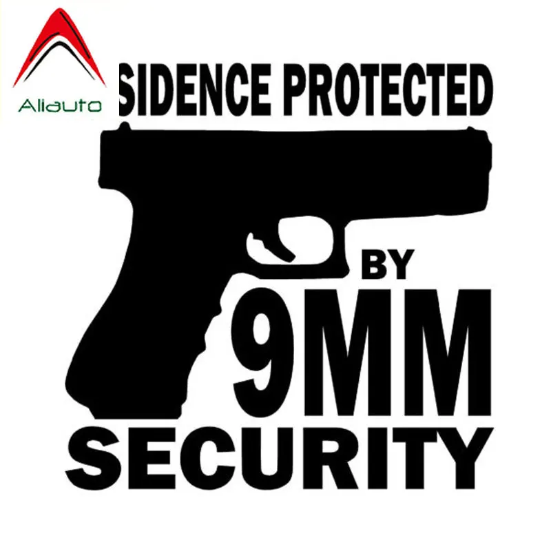 

Автомобильные предупреждающие наклейки Aliauto, виниловые защитные наклейки 9 мм с изображением игры, пистолета, места проживания, черные/сере...