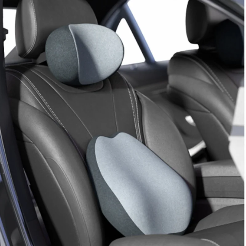 

Car Back Cushion Back Pillow Knitted Solid Color Comfortable Memory Cotton Car Neck Pillow Massage Car On-Board Waist Pillow