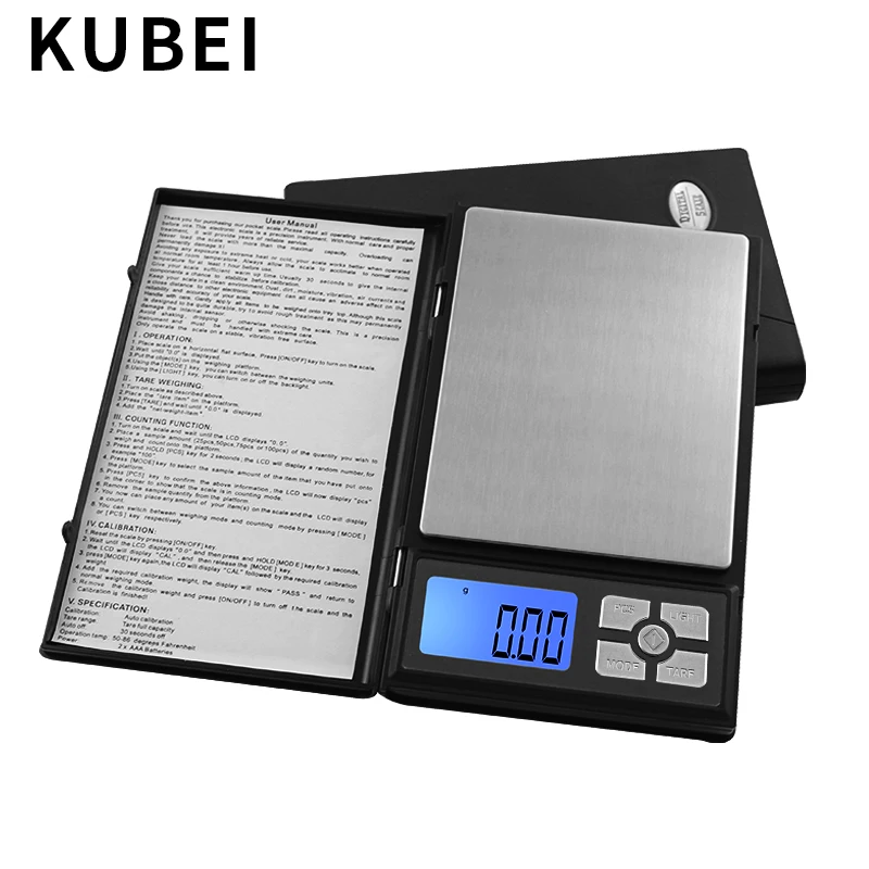 KUBEI 500 г/0 01 г точность грамм Вес цифровой шкалой ЖК дисплей Дисплей карманные весы