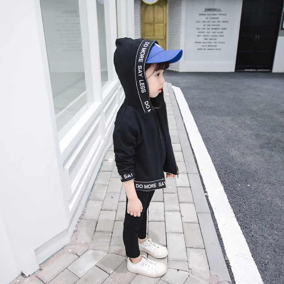 Одежда для маленьких девочек куртка с капюшоном + толстовка штаны комплект из 3