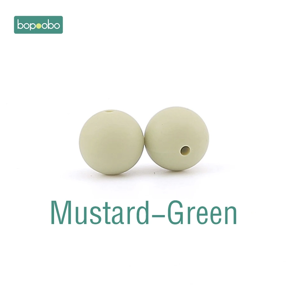 Mustard Green Bopoobo 30 шт. 12 мм пищевой силиконовый Прорезыватель для зубов детский уход за зубами DIY стартовый набор силиконовые бусины Экологичные Детские аксессуары - Цвет: Mustard Green
