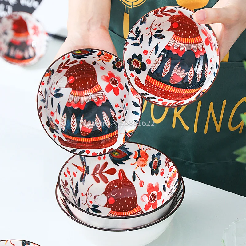 Керамическая посуда подглазурная цветная Медвежья домашняя | Дом и сад