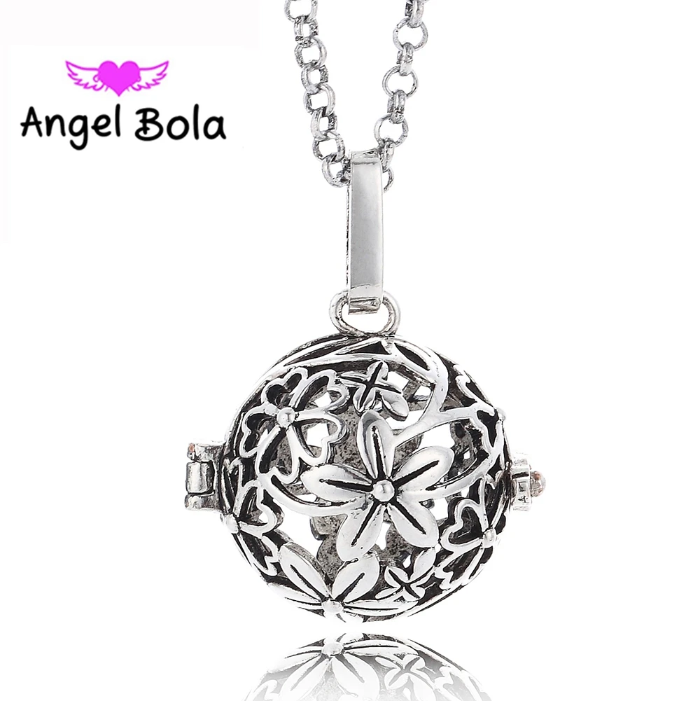 Цветочный узор диффузор эфирное масло клетка ожерелье 20 5 мм Ангел бола кулон для