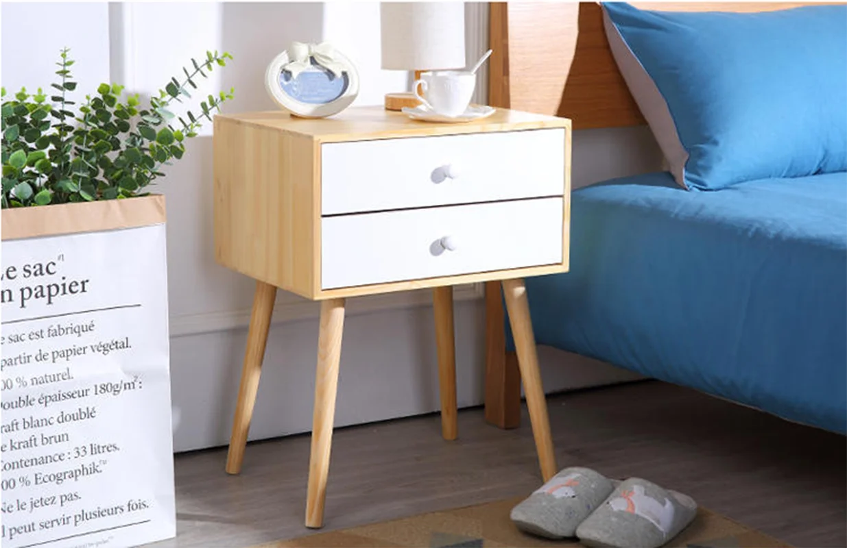

Nordic Minimalist Bedside Table With Two Drawer Mini Practical Beauty Bedroom Furniture Saving Space Nightstands Bed Table HWC