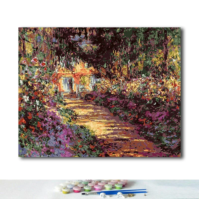 Diy цифровая картина монета Известный рисунок водяной лилии декор с пейзажем