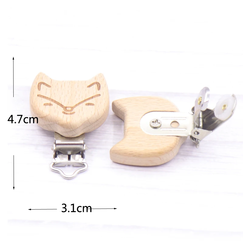 Clips de madera para chupete de beb&eacute;, accesorios para cochecito, juguetes para ni&ntilde;os peque&ntilde;os, collar de dentici&oacute;n, impresi&oacute;n, Clip para chupete infantil, regalo, 5 uds.-2