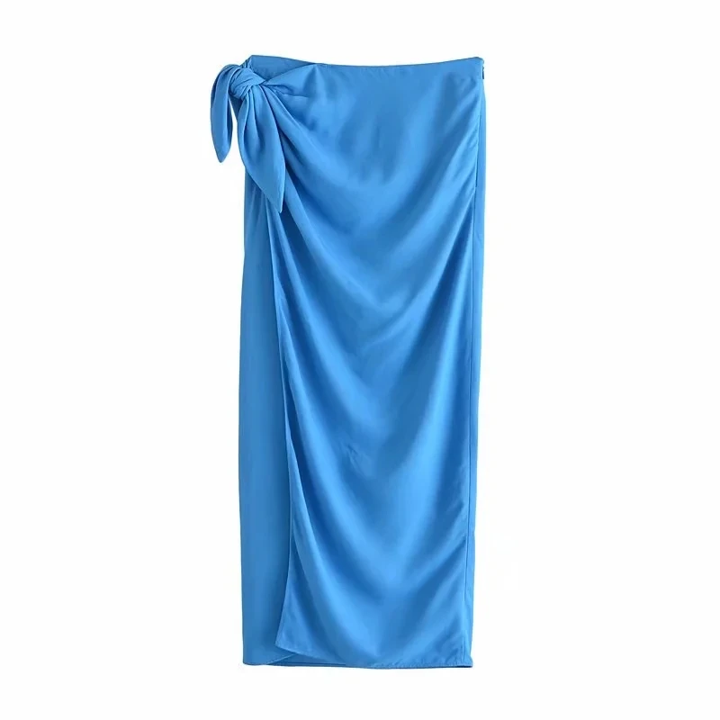 

New Summer Vintage Skirt Women High Waist Package Hip Pencilskirt Front Split Irregular Split Skirts