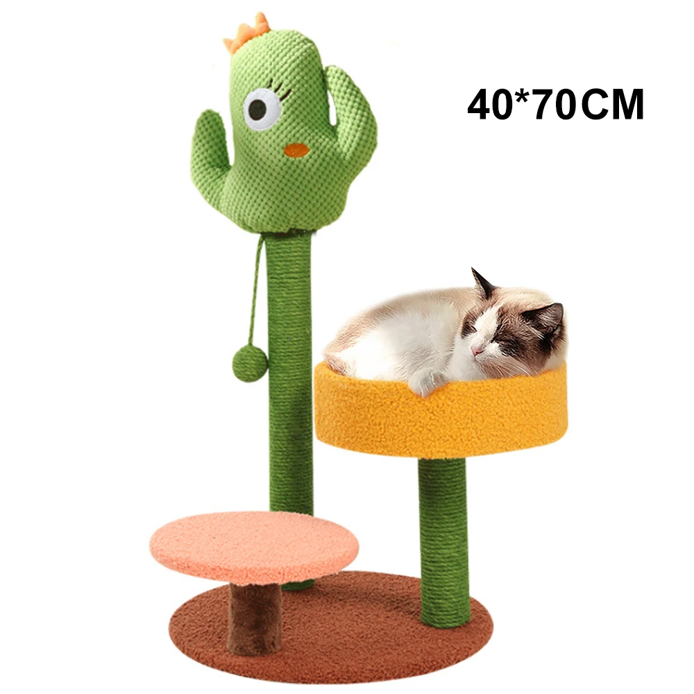 

Sisal Cactus Cat Tree Tower Scratcher Kitten Climbing Frame Jumping Platform Anti Scratch Furniture Protector Scratching Post