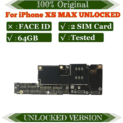 64G 2 SIM NO FACE ID Оригинальная материнская плата для iphone XS MAX, Бесплатный iCloud для iphone xs MAX, материнская плата с системой IOS, логическая плата FACE ID - Цвет: 64G 2 SIM NO FACE ID