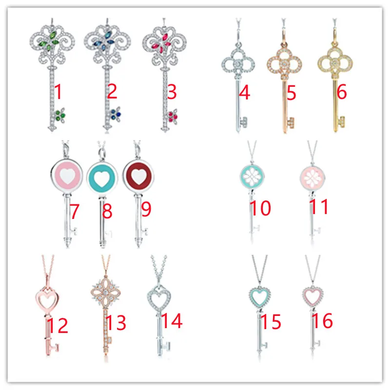 

TTRFF 925 blue enamel key pendant necklace, classic fashion luxury jewelry holiday gift, free shipping with 1:1 original LOGO