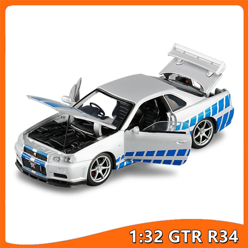 1:32 Nissan Skyline Ares GTR R34 игрушечные машинки металлический игрушечный автомобиль