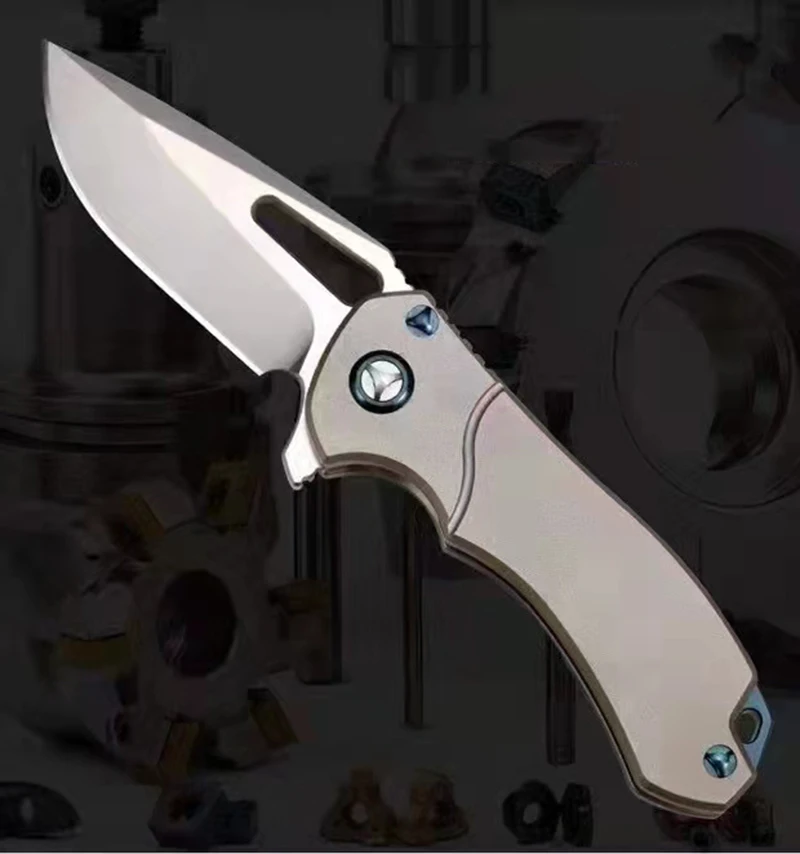 Beli M390 Pisau Lipat Bubuk Baja Pisau Saku Bertahan Hidup Paduan Titanium/Serat Karbon Menangani Keramik Bantalan Bola Alat Pisau EDC