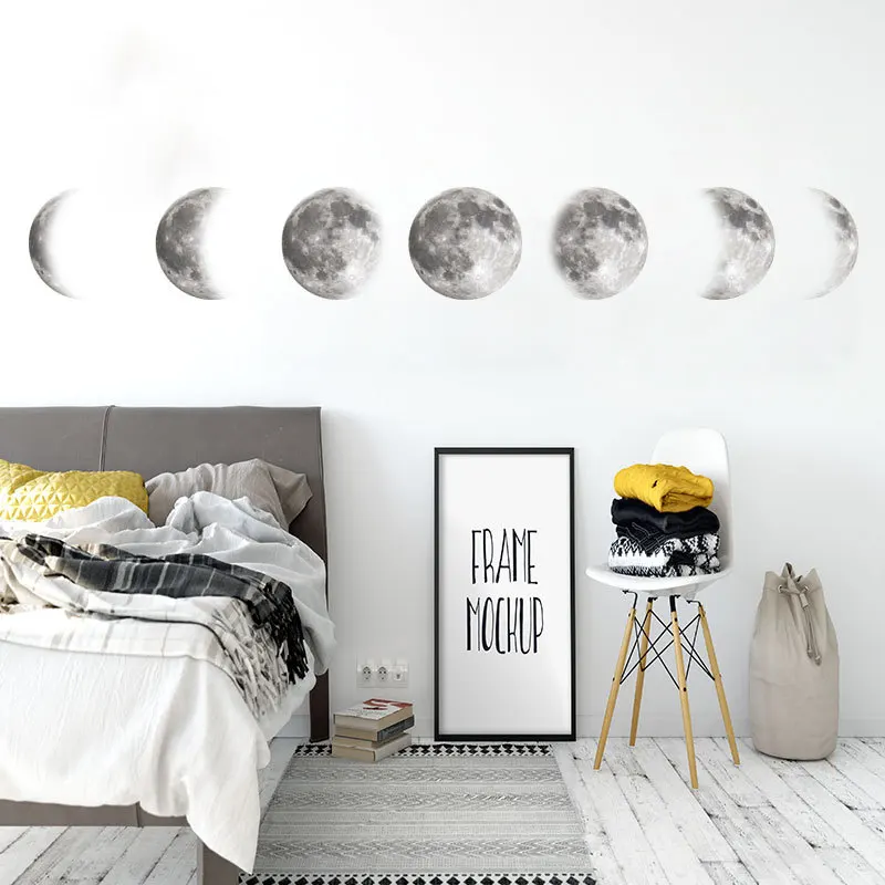 

Creative Lunar Phases Wall Sticker For School Home Decoration Educational Moon Phases Mural Art Diy Kids Room Wall Decal