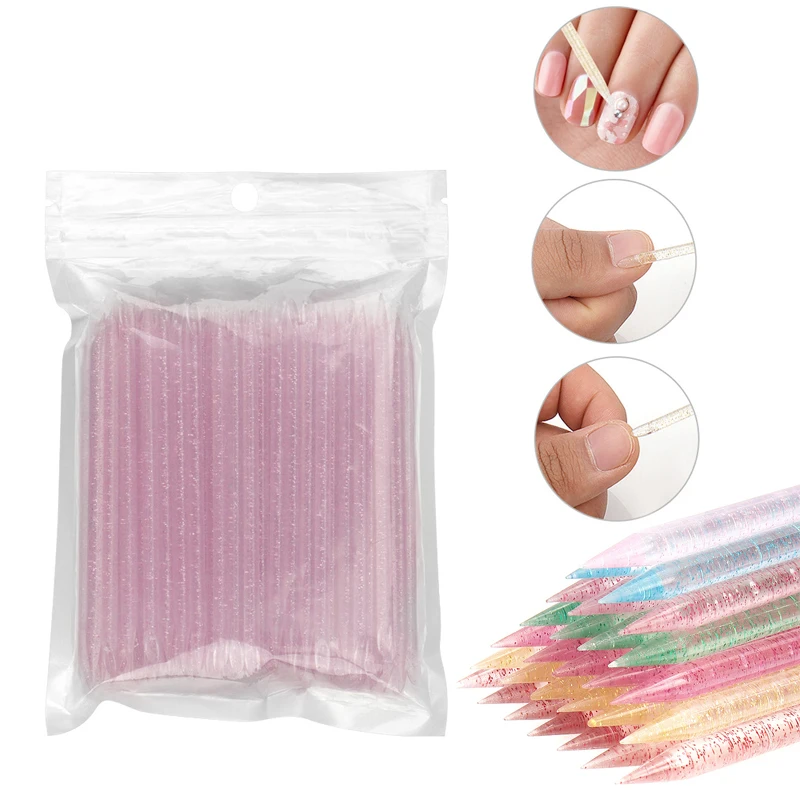 

100/150/200Pcs Reusable Crystal Stick Double End Nail Art Cuticle Pusher Cuticle Remover Tool Pedicure Care Nails Manicures Tool